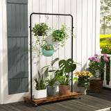 Tangkula Clothes Rack on Wheels, Industrial Pipe Style Rolling Garment Rack with Bottom Storage Shelf & 5 Hanging Hooks