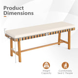 Tangkula Acacia Wood Outdoor Bench with Padded Cushion