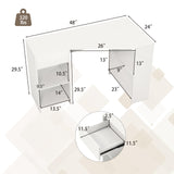 Tangkula White Desk with Storage Drawer & 4 Shelves