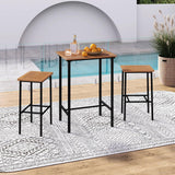 Tangkula 3 Pieces Acacia Wood Patio Bar Set