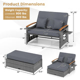 Tangkula Patio Rattan Daybed with 4-Level Adjustable Backrest