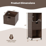 Tangkula Rattan Outdoor Storage Cabinet with 3 Shelves