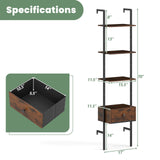 Tangkula 5-Tier Bookshelf with Drawer