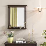 Bathroom Wall Mirror with Shelf, Square Makeup Mirror Wall Hanging Mirror