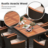 Tangkula 11 Pieces Patio Dining Set with 15ft Double-Sided LED Patio Umbrella (Base Included)