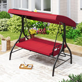 Tangkula 3 Person Porch Swing 2-in-1 Convertible Outdoor Swing with Adjustable Canopy