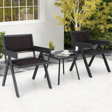 Tangkula 3 Pieces Patio PE Wicker Bistro Set