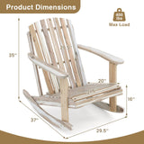 Tangkula Adirondack Rocking Chair with Slatted Seat and High Fanned Back