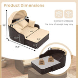 Tangkula Patio PE Rattan Daybed with Retractable Canopy, Double Lounge Bed with Soft Cushions and Extra Pillows