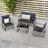 Tangkula 4 Pieces Patio Furniture Set, Outdoor Conversation Set with Tempered Glass Coffee Table