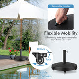 Tangkula 51 lbs Patio Umbrella Base with Wheels, 20.5 Inches Heavy Duty Round Outdoor Umbrella Stand for 10 ft Table Market Offset Umbrella