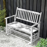 Tangkula 2 Person Outdoor Glider Chair, Poplar Wood Patio Swing Glider Loveseat Chair with Armrests