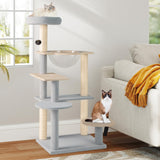 Tangkula Modern Cat Tree, 44 Inch Multi-Level Cat Tower with Removable Padded Top Perch