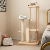 Tangkula Wood Cat Tree for Indoor Cats, Multi-Level Modern Cat Tower with Sisal Scratching Board & Post