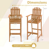 Tangkula Tall Adirondack Chair | Outdoor Acacia Wood Bar Stool with Back