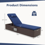 Tangkula Patio Chaise Lounge, Outdoor PE Rattan Lounge Chair w/ 6-Level Backrest
