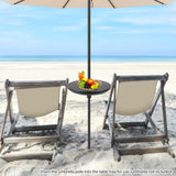 Tangkula Outdoor Umbrella Table Tray, Portable Round Table Tray with Umbrella Hole