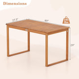 Tangkula Rectangular Acacia Wood Patio Dining Table with Slatted Tabletop (49" x 27.5")