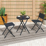 Tangkula 3 Piece Folding Bistro Set Patio Dining Furniture with Breathable Fabric Seat
