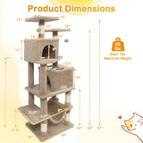Tangkula Cat Tree for Indoor Cats 57 Inch Large Cat Tower