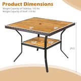 Tangkula 37" Square Wood Patio Dining Table for 4