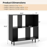 Tangkula 4 Cubby Open Bookcase