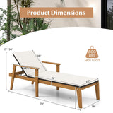 Tangkula Outdoor Chaise Lounge Chair, Rattan Patio Chaise with Armrests & 4-Level Backrest