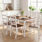 Tangkula Solid Wood Dining Table Set for 6 w/Rubber Wood Legs