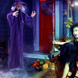 Tangkula 6FT Halloween Animatronic Witch, Hanging Halloween Decoration with Pre-Recorded Phrases