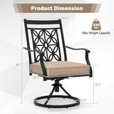 Tangkula Patio Swivel Dining Chairs Set of 2, Heavy Duty Metal Outdoor Dining Chairs with Thick Cushions