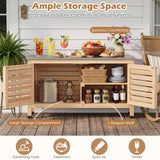 Tangkula Wood Outdoor Storage Cabinet with Stainless Steel Countertop | Fir Wood Frame