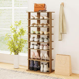 Tangkula 8-Tier Vertical Shoe Rack Space-Saving Corner Shoe Organizer for 14 Pairs