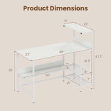 Tangkula 48" Reversible Computer Desk with Bookshelves & Power Outlets