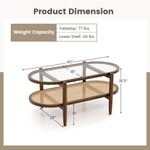 40”L Boho Oval Acacia Wood Cocktail Table - Tangkula