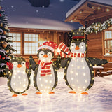 Tangkula 3-Piece Christmas Lighted Penguin Family