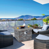 Tangkula 34.5 Inch Faux Stone Propane Fire Pit Table