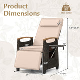 Tangkula Patio Wicker Recliner Chair w/Adjustable Backrest & Footrest