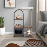 Tangkula Cat Tree Tower, 47 Inch Modern Cat Tree with Metal Frame, Top Perch Cat Bed