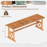 Tangkula Outdoor Acacia Wood Bench Backless Patio Dining Bench