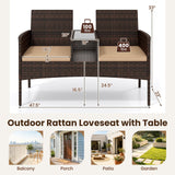 Tangkula Patio Loveseat with Built-in Table