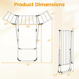 Tangkula Folding Aluminum Clothes Drying Rack with 2 Side Wings