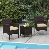 Tangkula 3 Pieces Patio Rattan Furniture Set, Outdoor Conversation Set with PE Wicker Armchairs