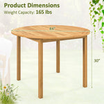 Round Outdoor Dining Table, Acacia Wood Dining Table - Tangkula