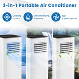 9000 BTU Portable Air Conditioner, 3-in-1 AC Cooling Unit with Remote Control, Dehumidifier, 24H Timer