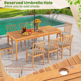 Tangkula 9 Pieces Patio Dining Table Set- Wood Rectangular Dining Table with 1.96” Umbrella Hole and 8 Chairs