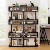 Tangkula 6-Tier S Shaped Bookcase 64" Tall Modern Geometric Bookshelf