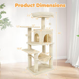 Tangkula 44 Inch Multi-Level Cat Tower with Sisal Scratching Posts