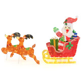 Tangkula 5 FT Christmas Lighted Reindeers with Santa Claus Sleigh, Outdoor Light-up Xmas Decoration Set with 239 LED Lights