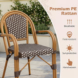 Tangkula Outdoor French Bistro Chairs | Hand-Woven PE Wicker Patio Chairs (2/4)