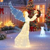 Tangkula 5 Feet Lighted Angel Christmas Decoration with Wings and Warm LED Lights